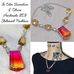 Citrine Tourmaline Handmade BIB Statement Necklace